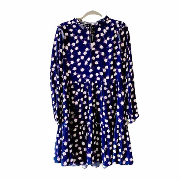 J Crew Black Label Re-Imagined Navy Floral Long Sleeve Dress Small New With Tags - Picture 1 of 13